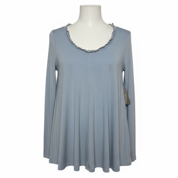 NWT Altar’d State Boho Top Women’s Large Crochet Neck Ribbed Long Sleeve - Picture 3 of 14